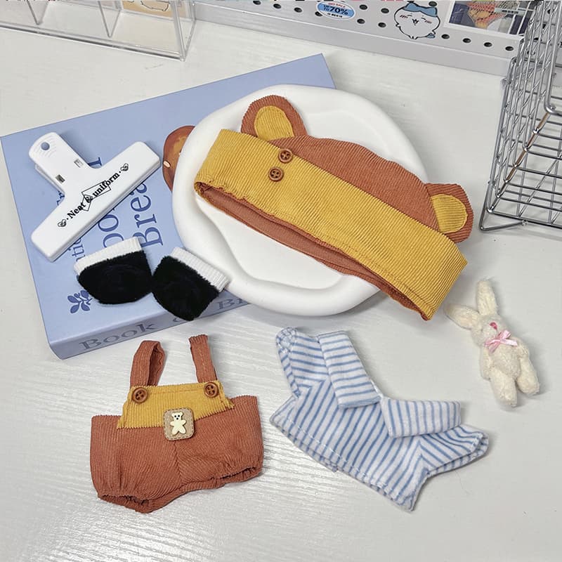 【10/20cm】ぬいぐるみ服 くまみみオーバーオール