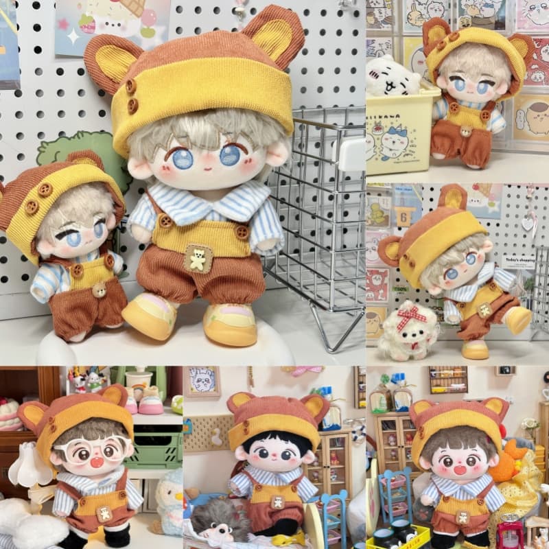 【10/20cm】ぬいぐるみ服 くまみみオーバーオール
