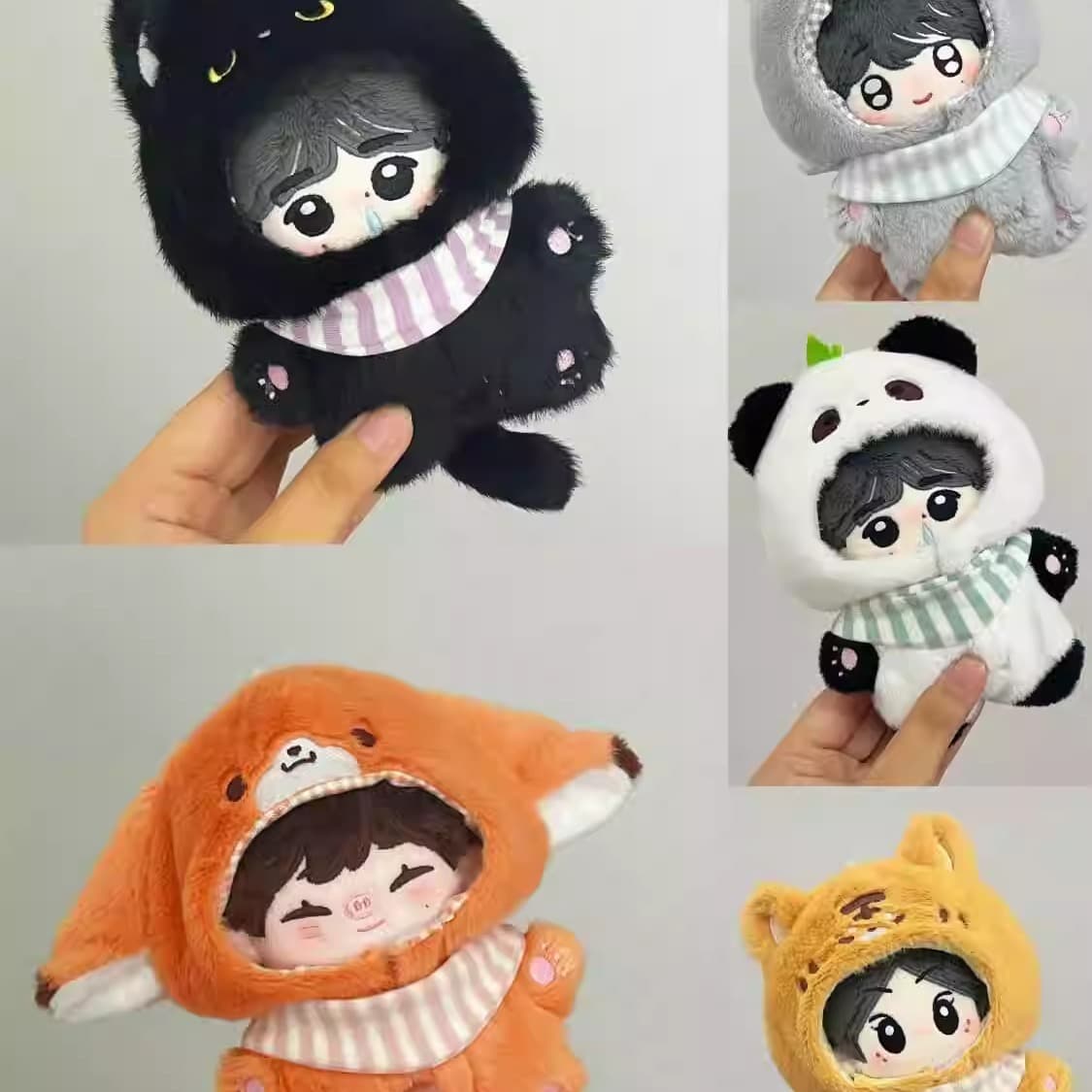 【10cm】ぬいぐるみ服 アニマルぐるみ　（きつね・オオカミ・トラ・パンダ・黒猫）