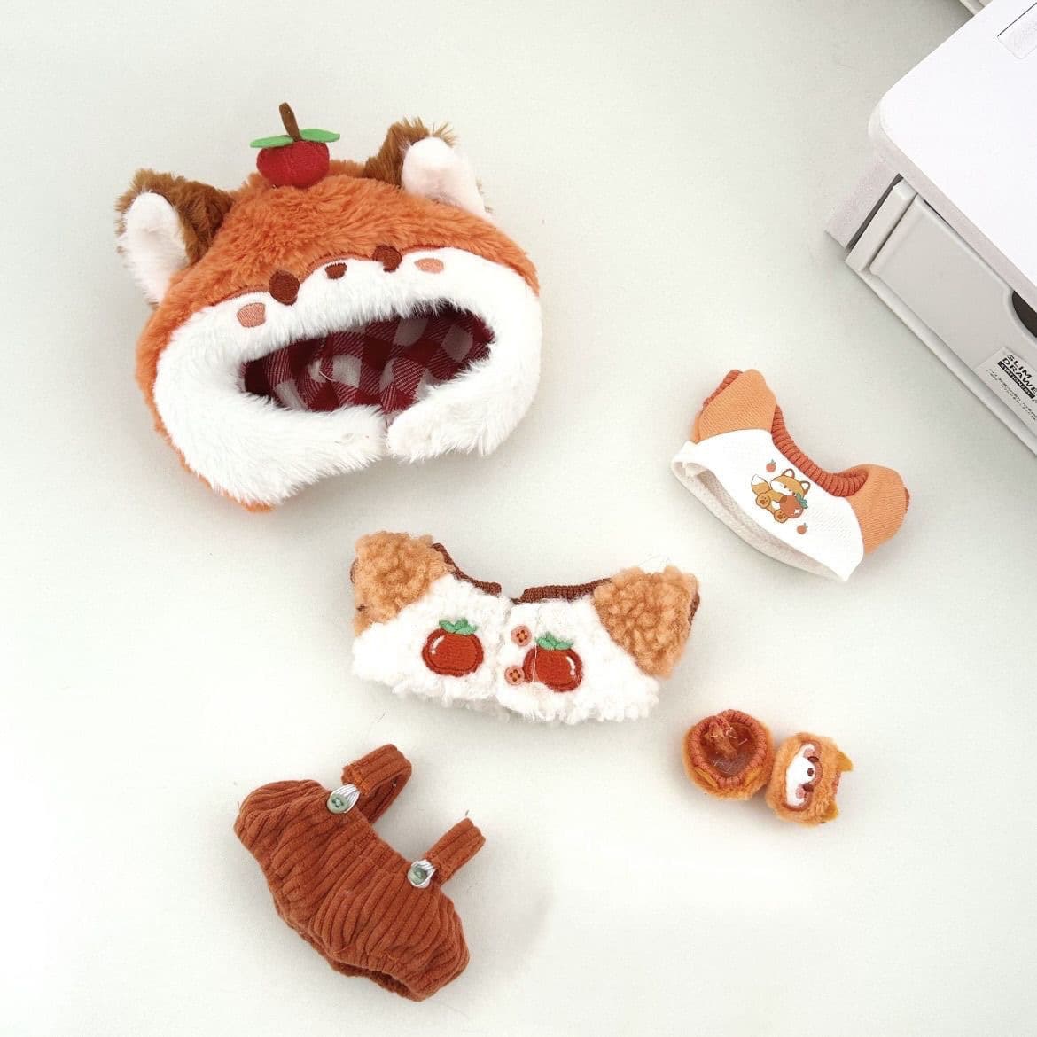 【10cm】ぬいぐるみ服 もぐもぐりんごキツネ