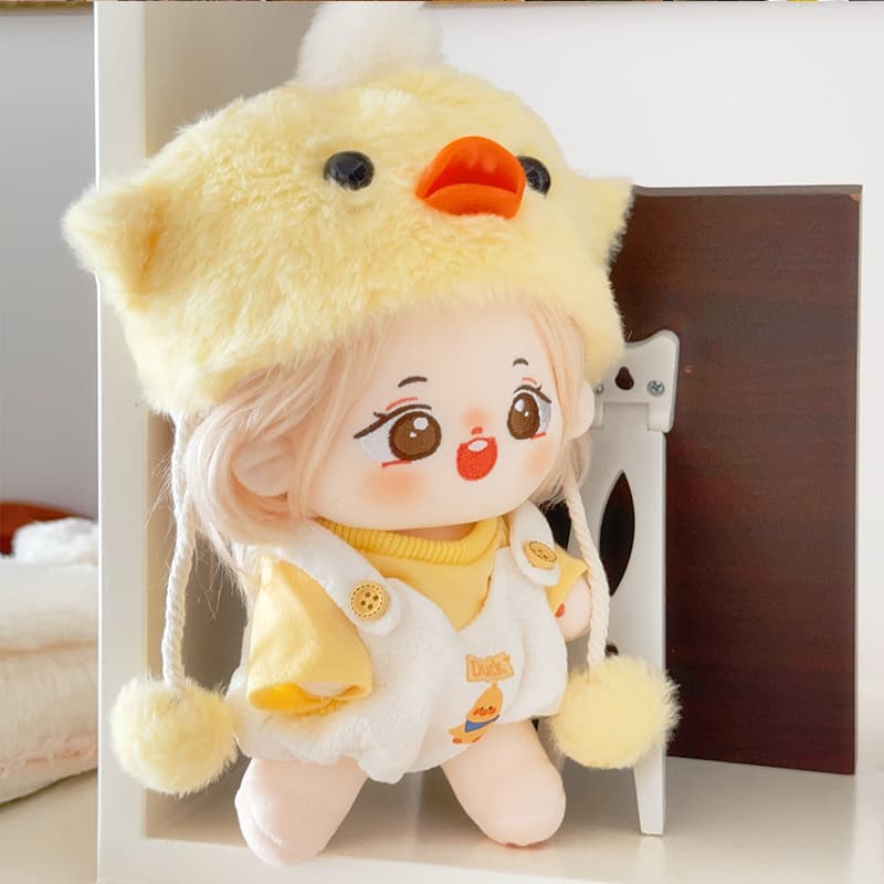 【20cm】ぬいぐるみ服 ひよこ帽子付きオーバーオール