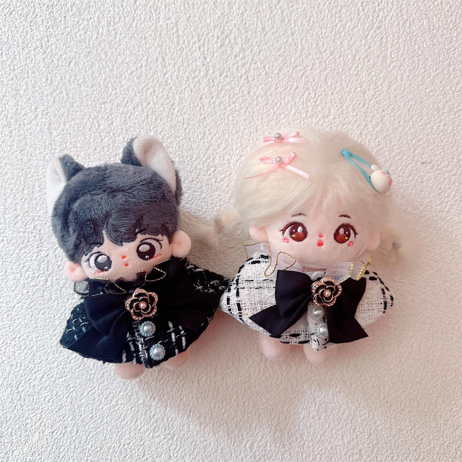 【15cm】ぬいぐるみ服 レース襟付きツイードケープ