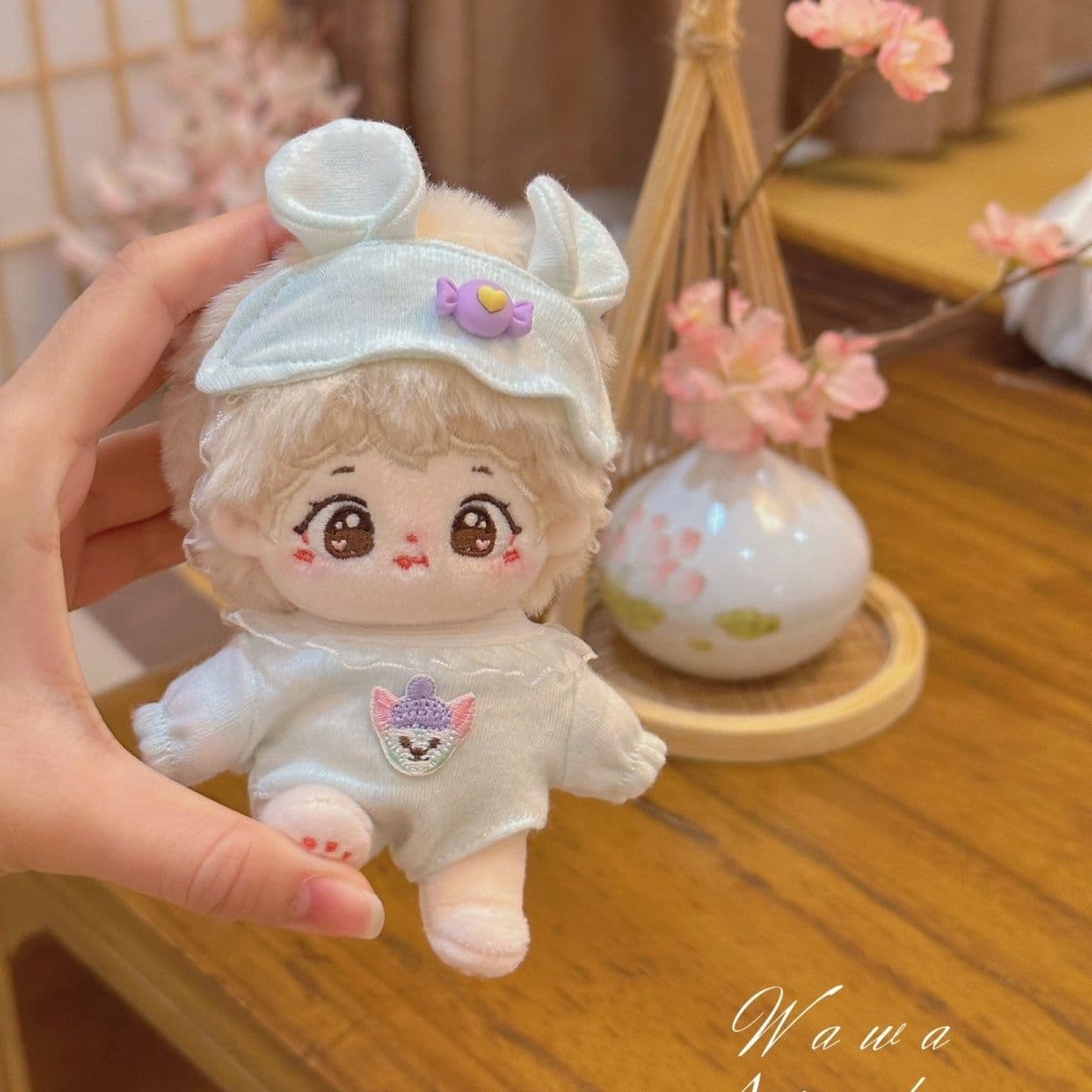 【10cm】ぬいぐるみ服 うさみみパジャマ おやすみセット