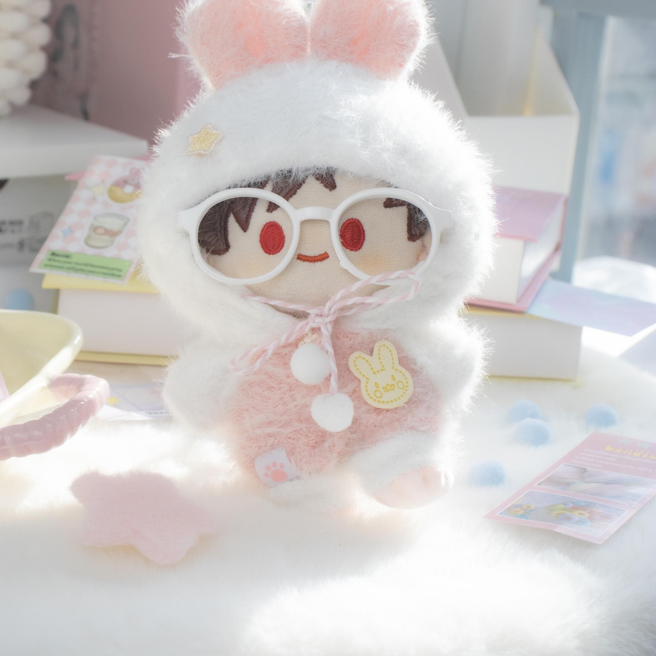 【10cm/15cm】 ぬいぐるみ服 うさぎ耳付きもこもこパーカー