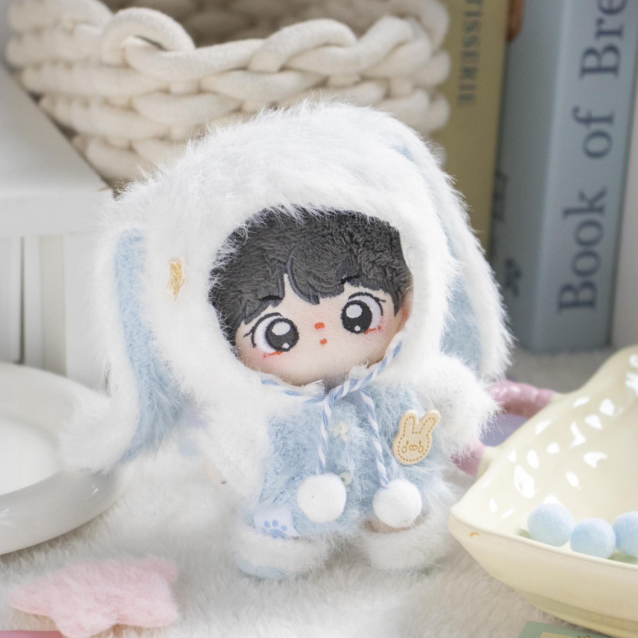 【10cm/15cm】 ぬいぐるみ服 うさぎ耳付きもこもこパーカー