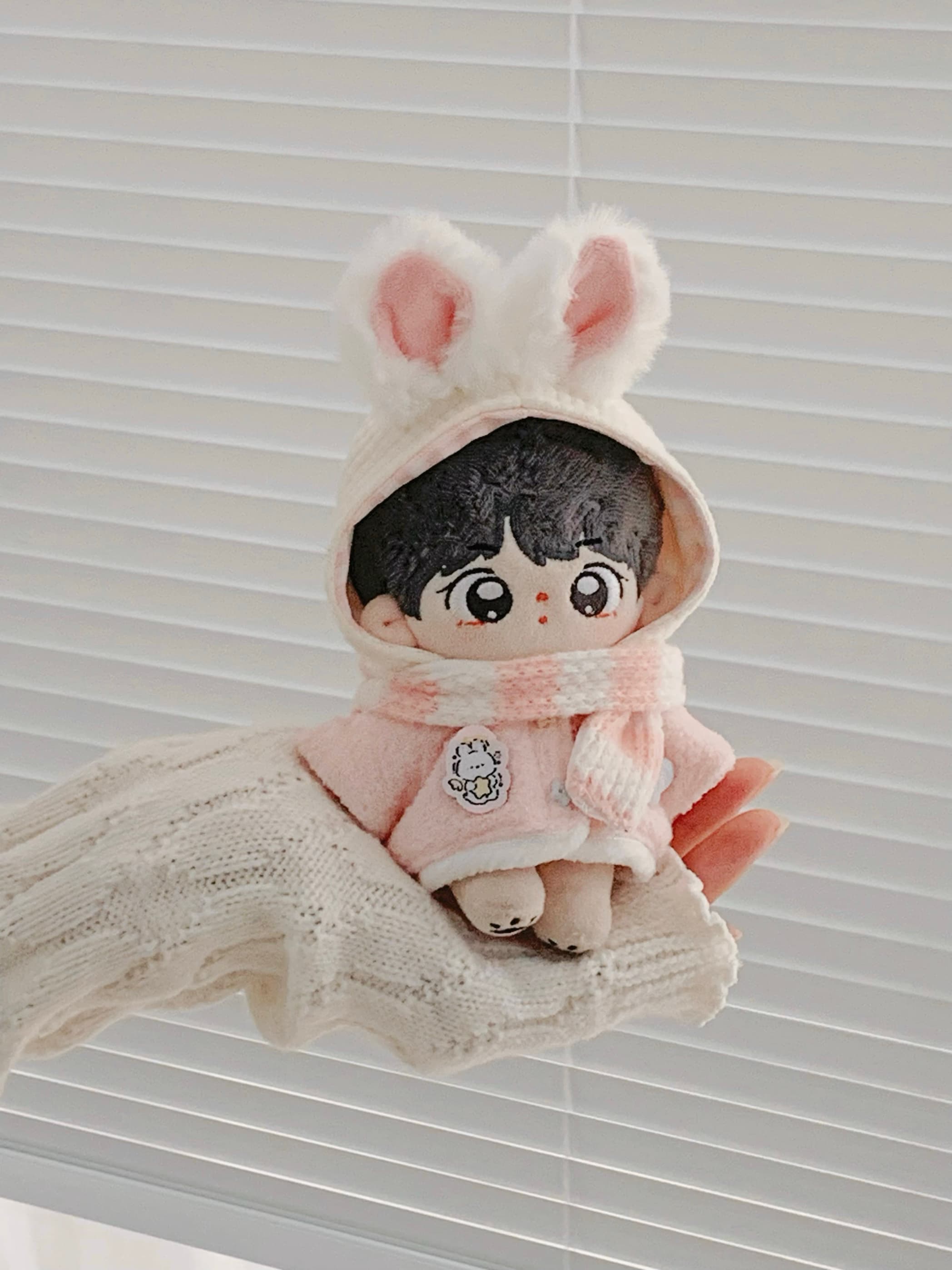 【10cm】ぬいぐるみ服 ぬいぐるみ服 もふもふうさぎフード付きコート