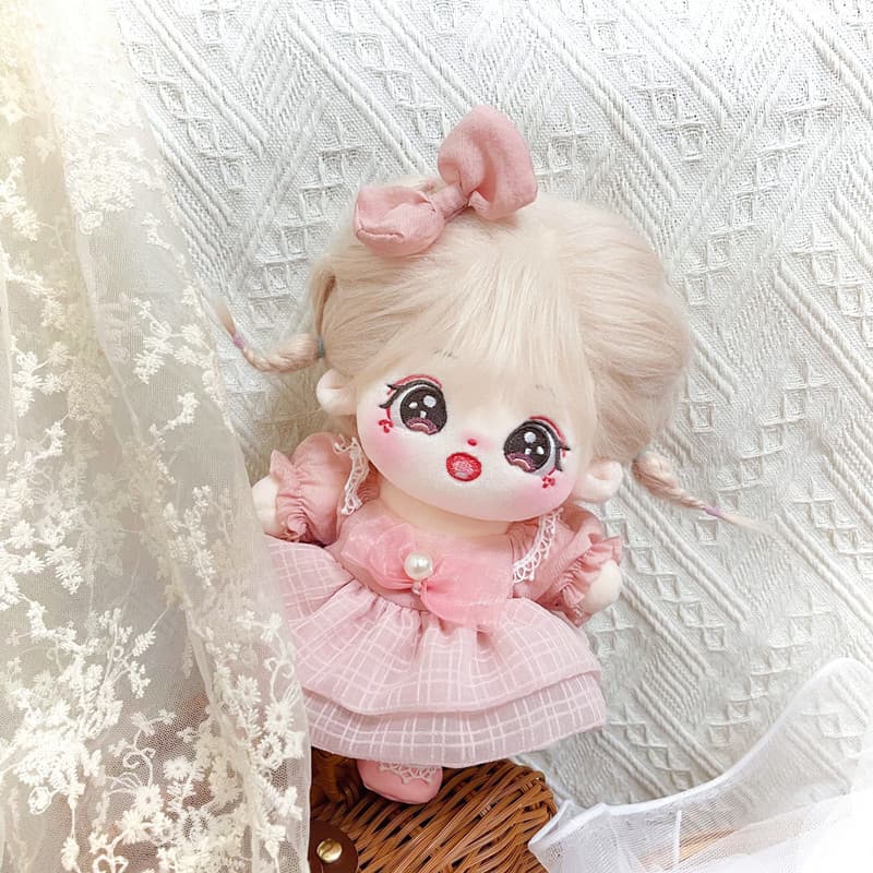【20cm】ぬいぐるみ服 ふんわりマシュマロピンクワンピース