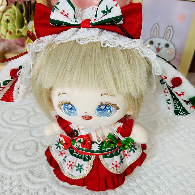 【20cm】ぬいぐるみ服 クリスマスメイド風ワンピース