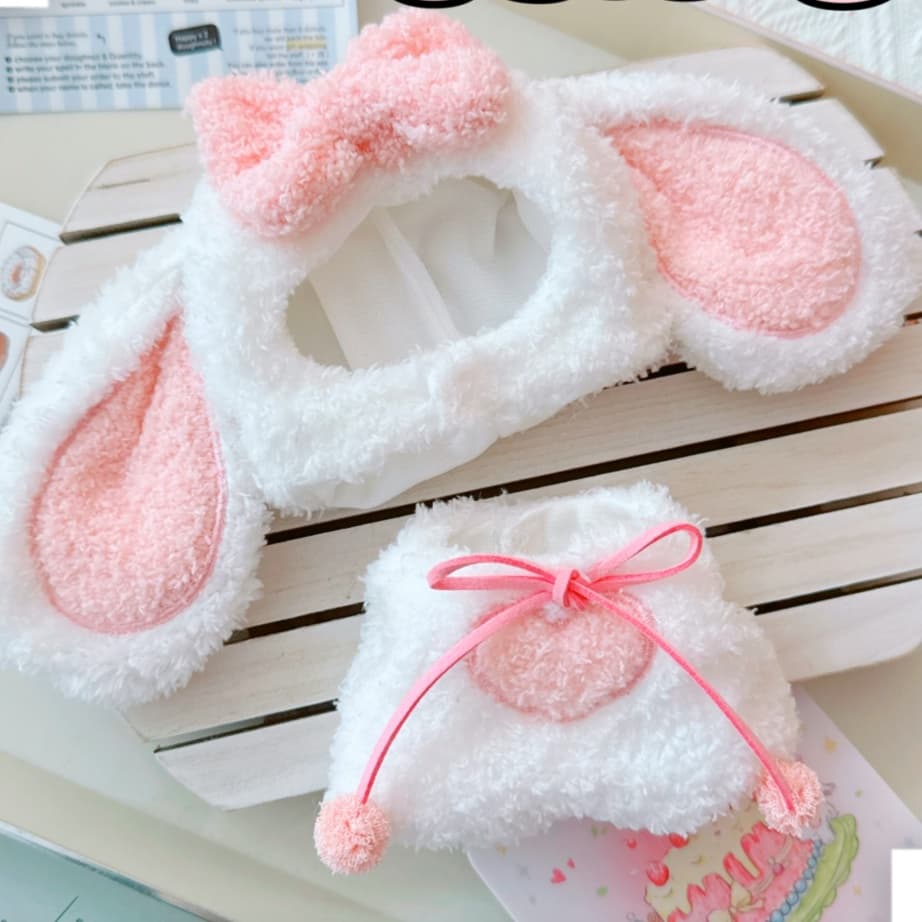 【15cm】ぬいぐるみ服 ふわもこピンキーうさぎ