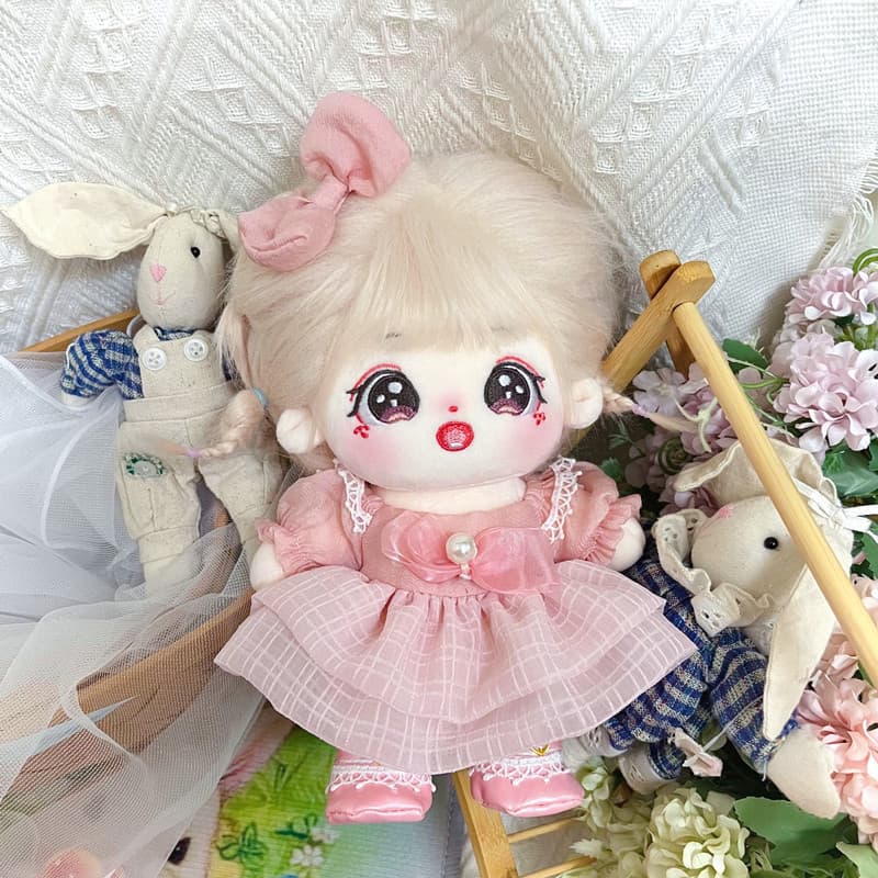 【20cm】ぬいぐるみ服 ふんわりマシュマロピンクワンピース