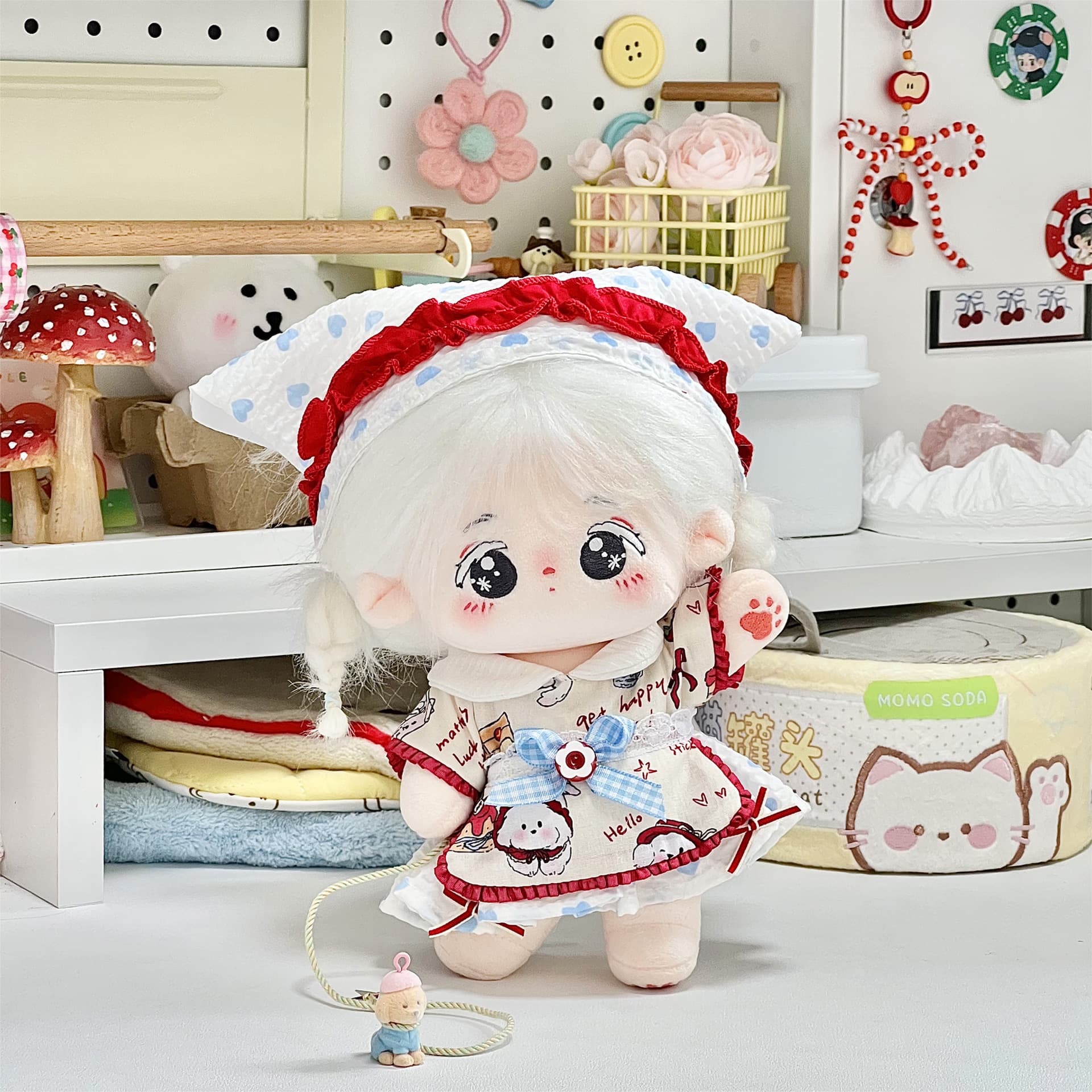 【20cm】ぬいぐるみ服 メルヘンフリル帽子付きワンピース