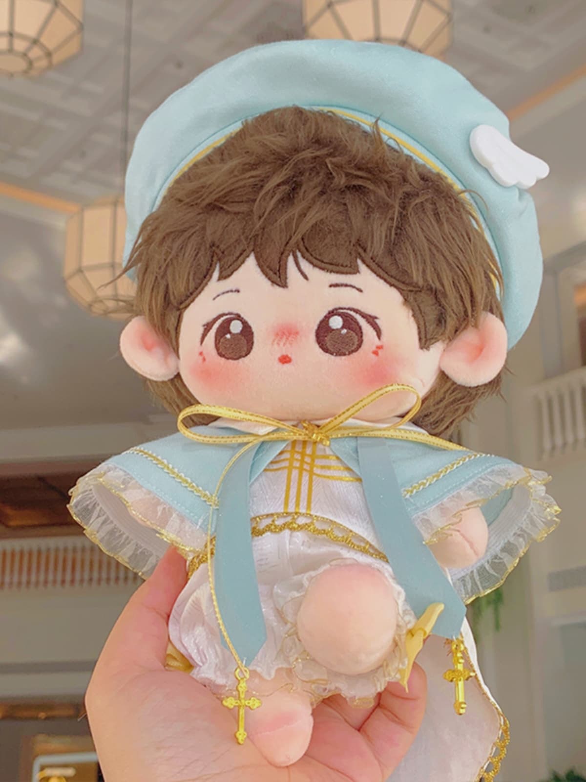 【20cm】 ぬいぐるみ服 天使の翼付きベレー帽セット
