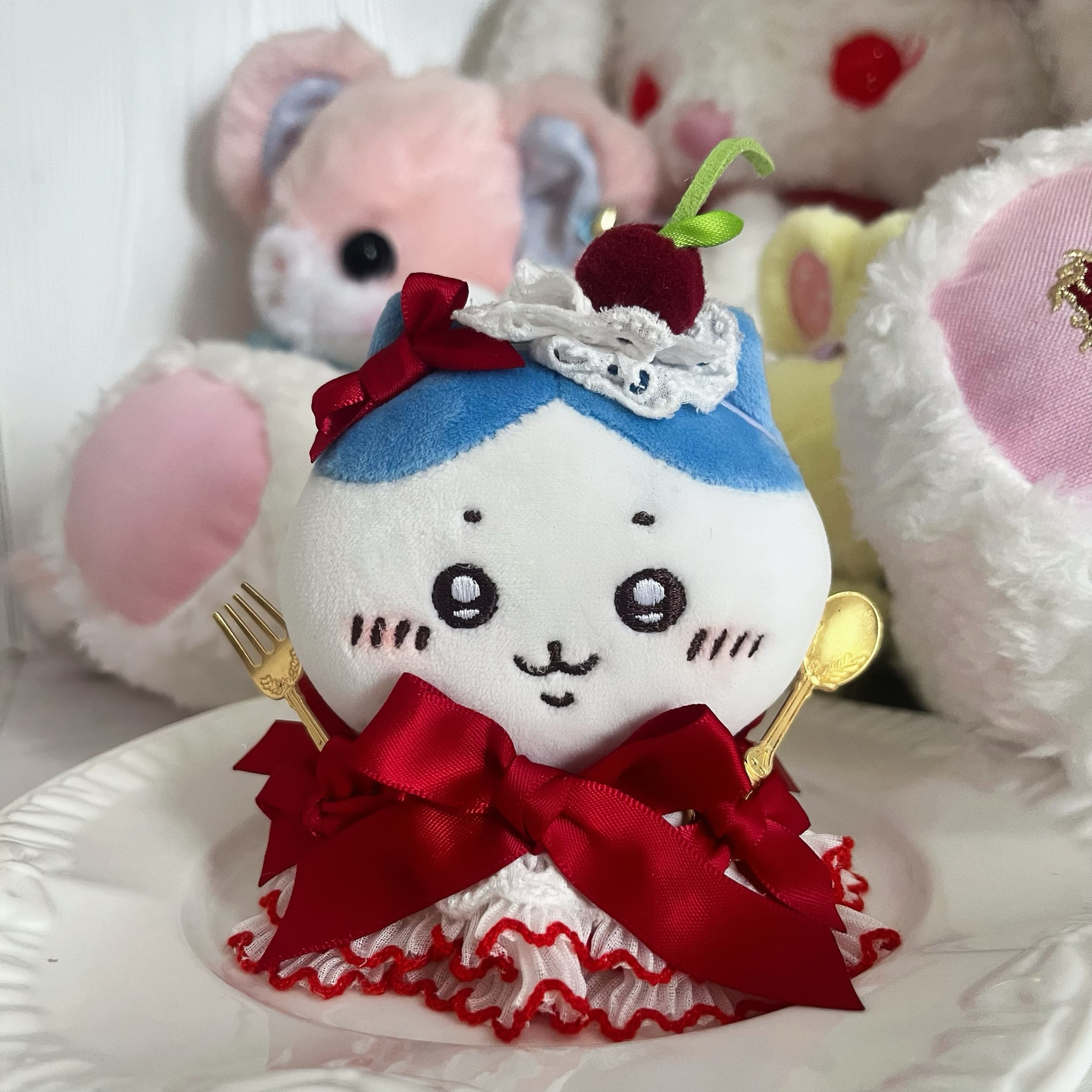 【10cm】ぬいぐるみ服 まんまるチェリーのケーキドレス
