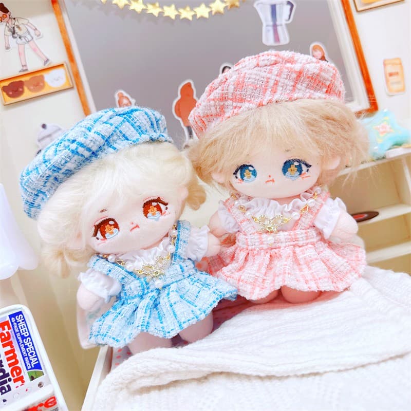 【15cm】ぬいぐるみ服 ツイード柄セットアップワンピース
