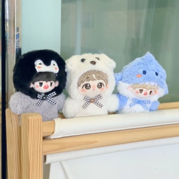 【10cm】ぬいぐるみ服 ふわふわ水族館ぐるみ ペンギン・サメ・しろくま