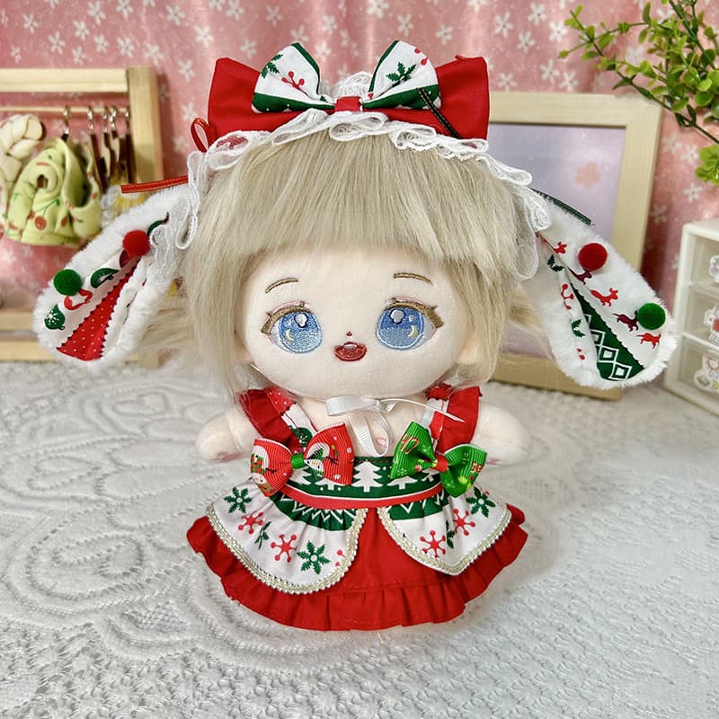 【20cm】ぬいぐるみ服 クリスマスメイド風ワンピース