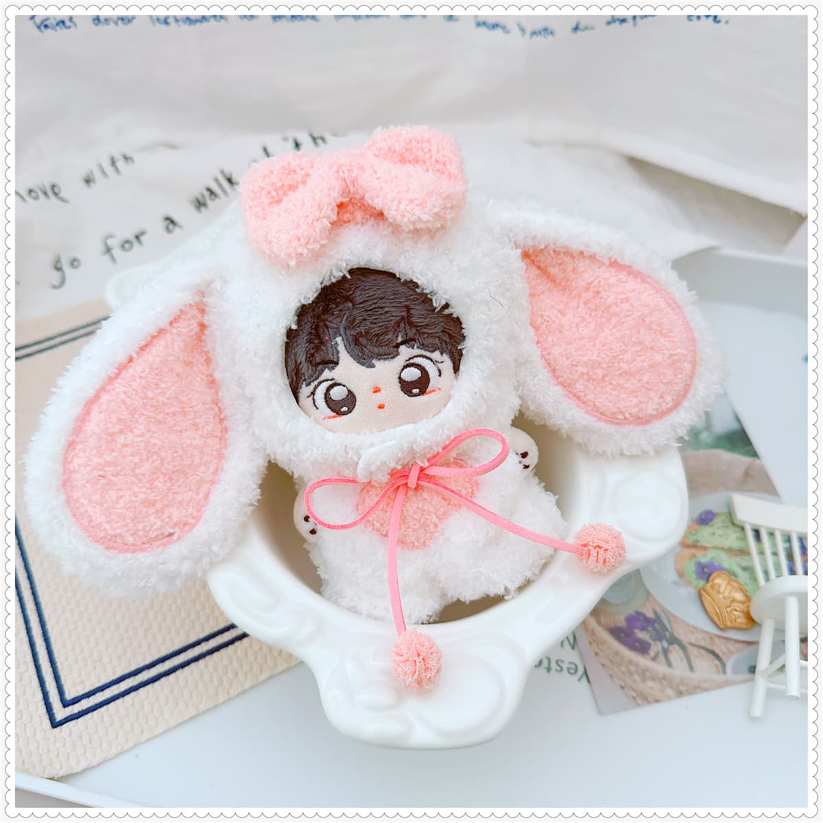 【15cm】ぬいぐるみ服 ふわもこピンキーうさぎ