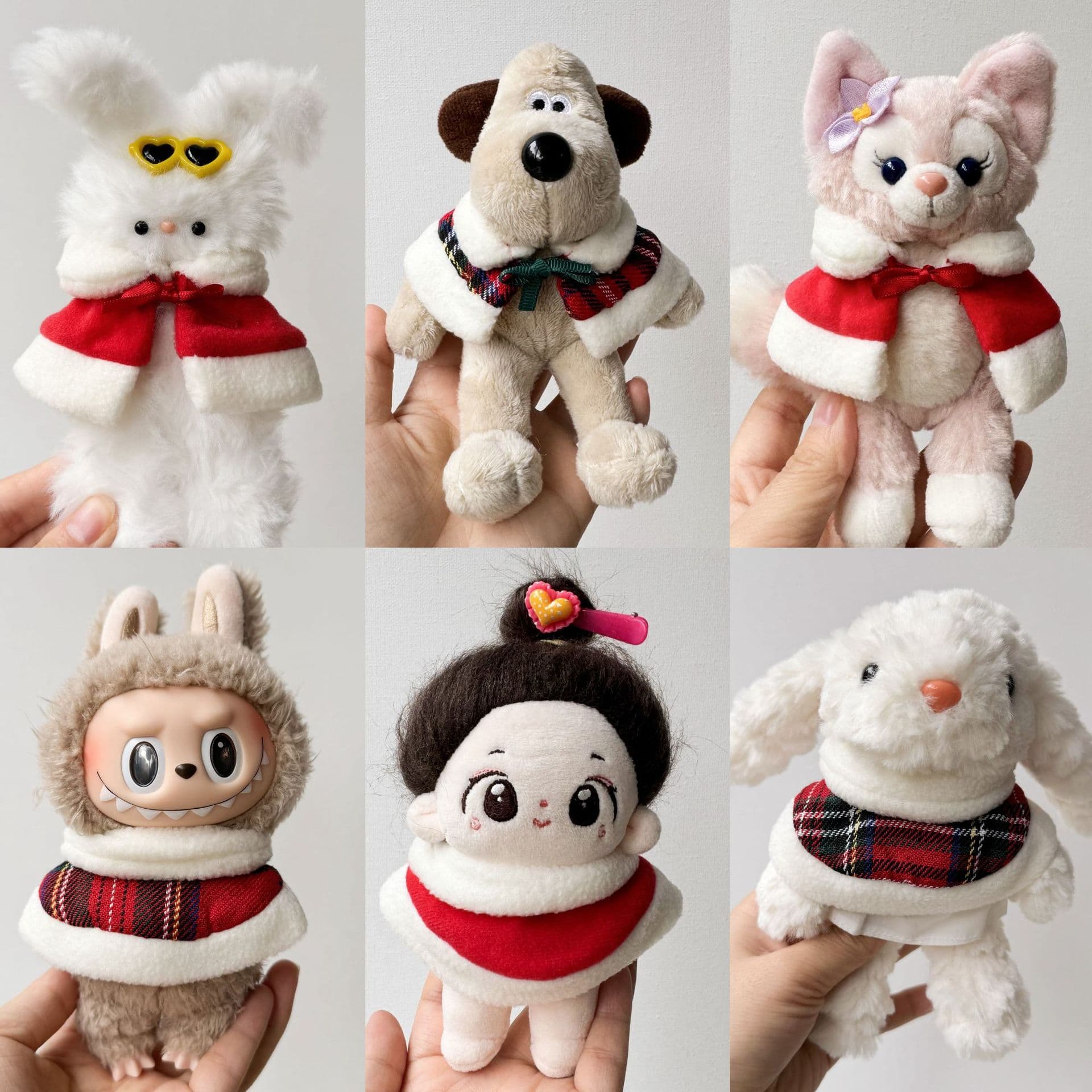 【10cm】ぬいぐるみ服 もこもこファー付き冬の赤色ケープ