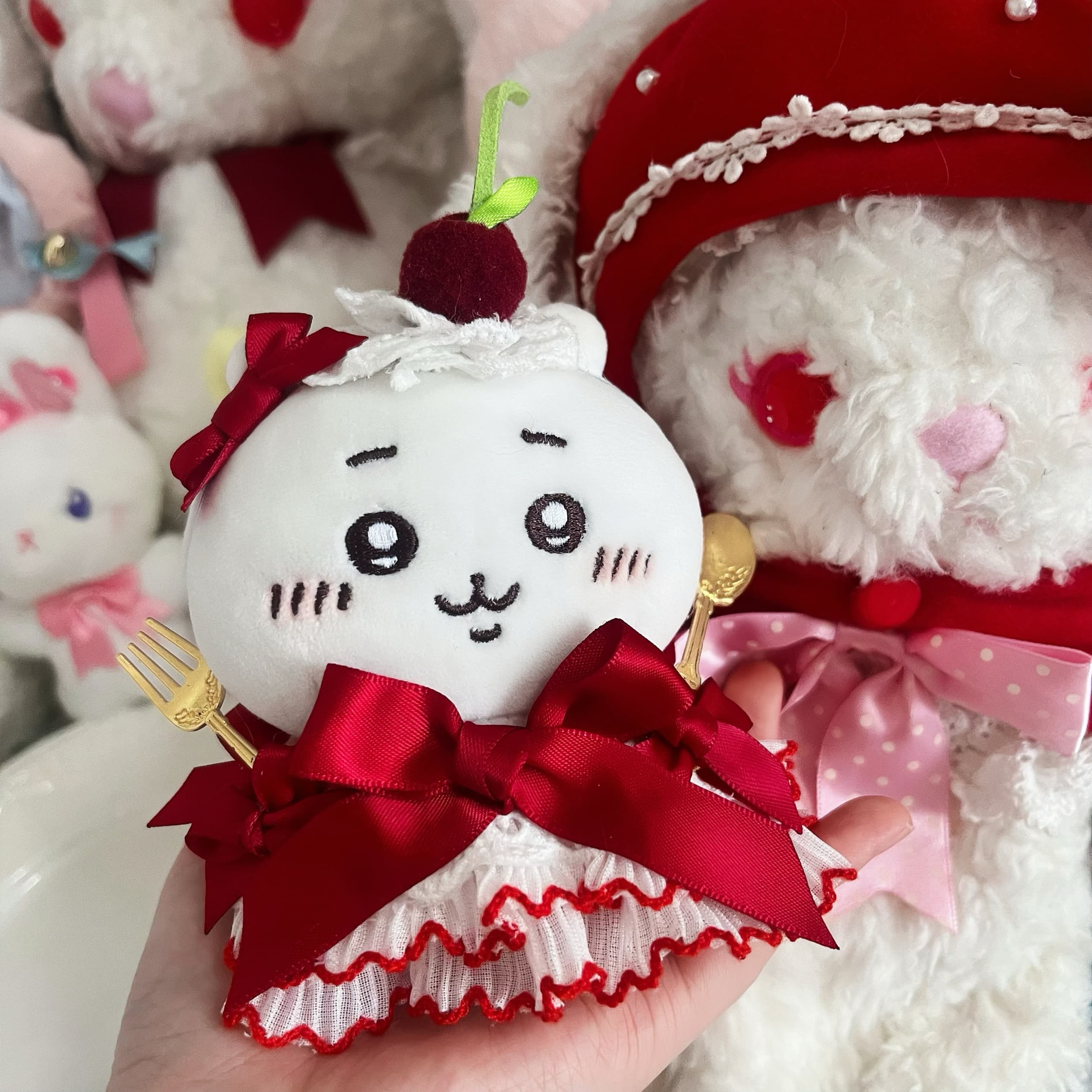 【10cm】ぬいぐるみ服 まんまるチェリーのケーキドレス