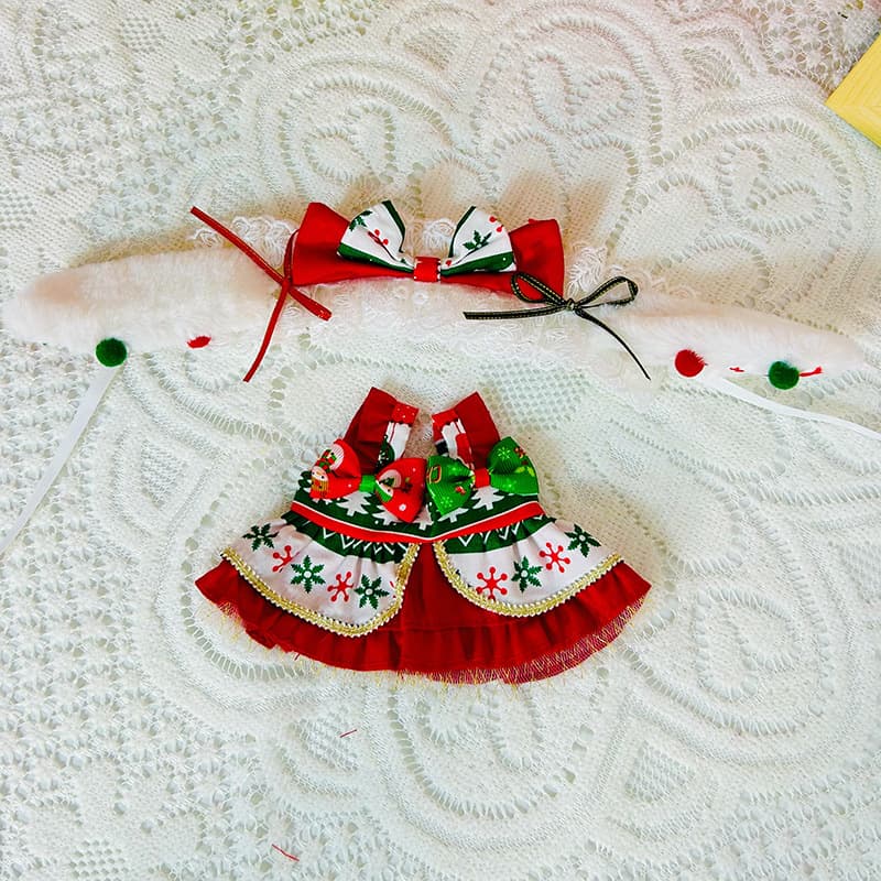 【20cm】ぬいぐるみ服 クリスマスメイド風ワンピース