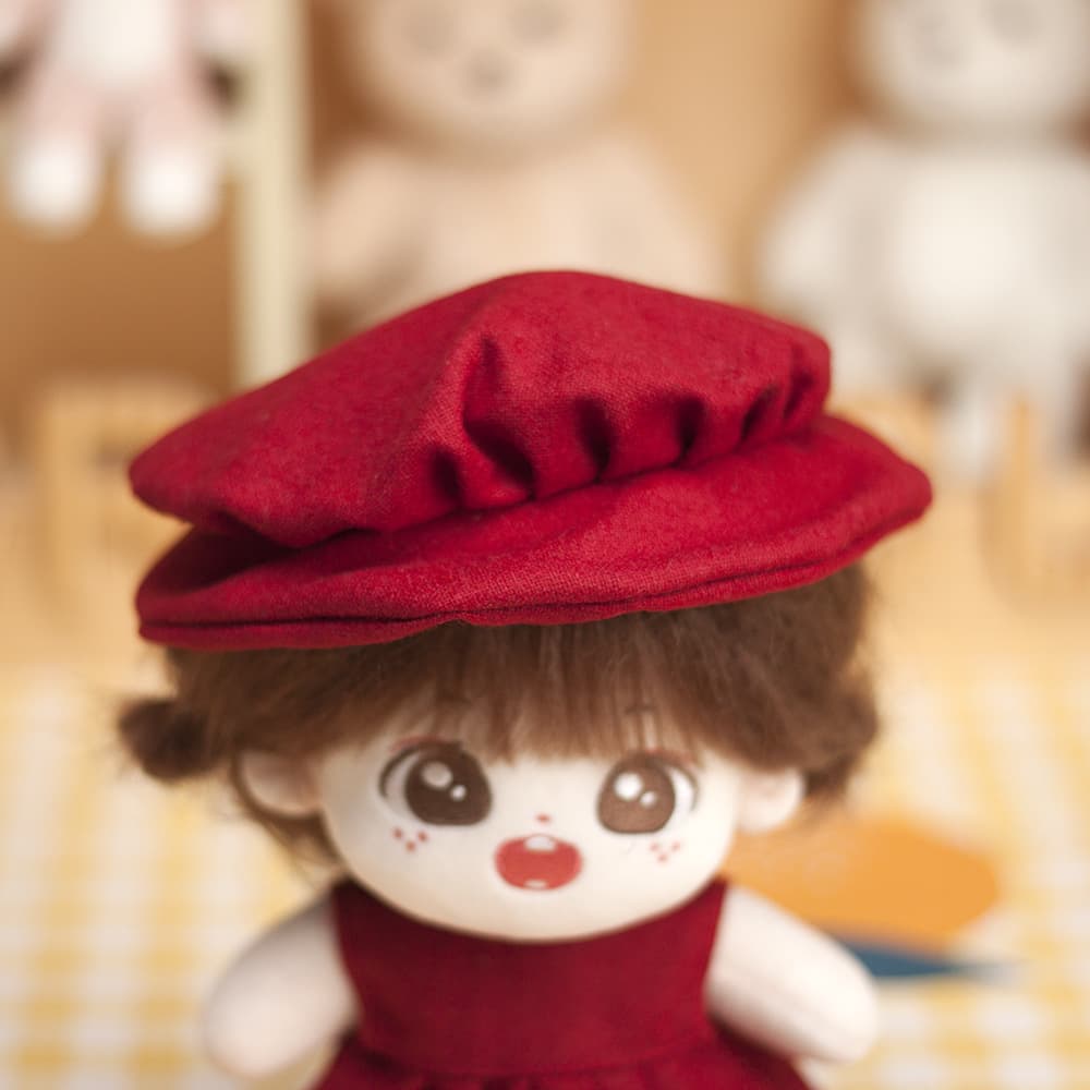 【20cm】ぬいぐるみ服 冬のふんわりケープと赤色ワンピース