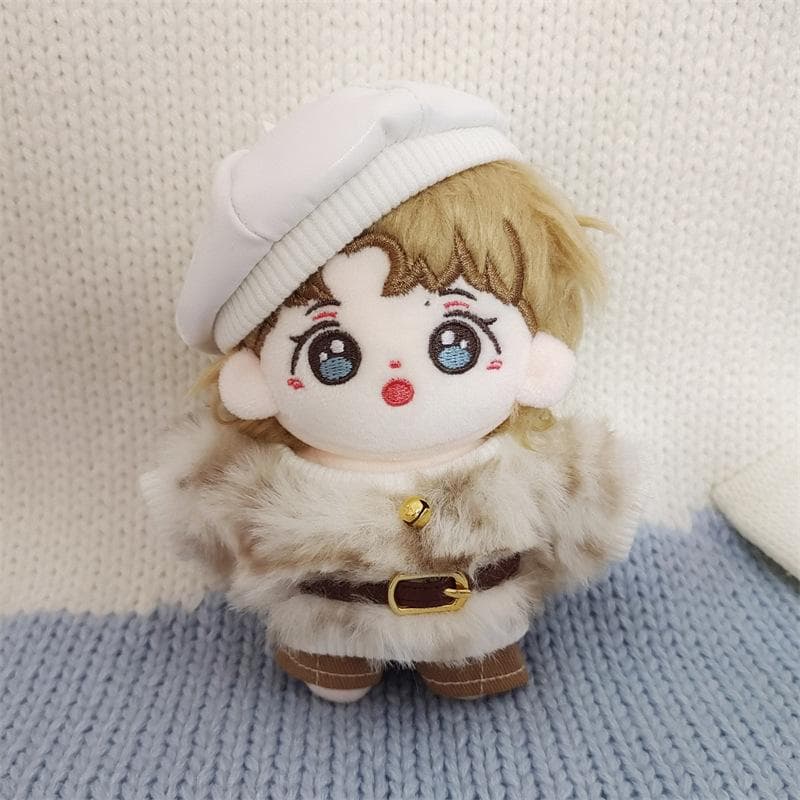 【10cm】非表示 ぬいぐるみ服 ヒョウ柄コート・クリスマスケープフード