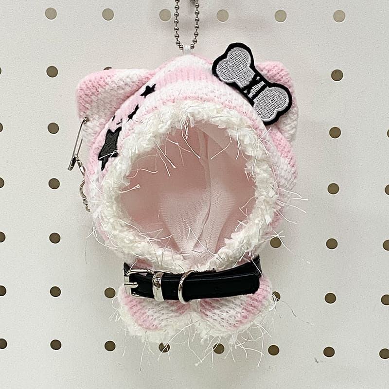 【10cm】 ぬいぐるみ服 ふわもこリボン付きねこ耳フード