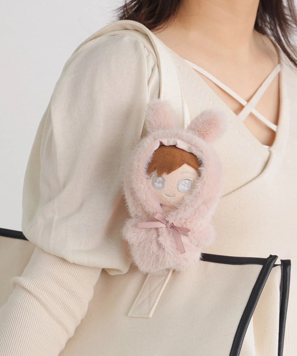 【10cm】ぬいぐるみ服 うさぎ耳ミニポーチ付きぬいぐるみ服
