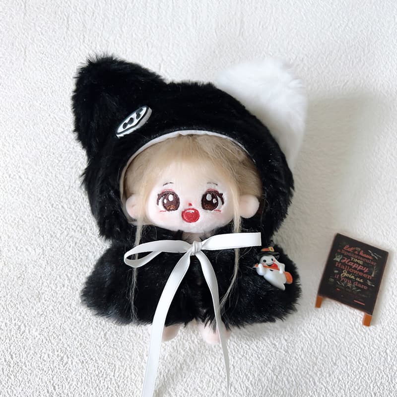 【10cm】ぬいぐるみ服 白黒オセロ猫耳ポンチョ