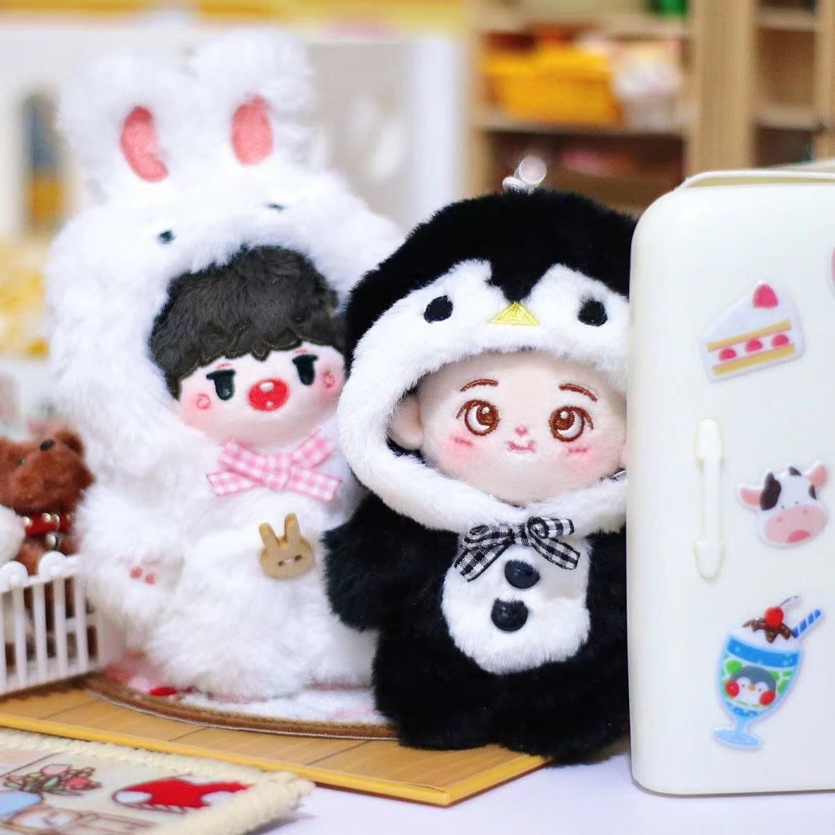 【10cm】ぬいぐるみ服 ふわもこアニマルシリーズ ペンギン・うさぎ・ブタ