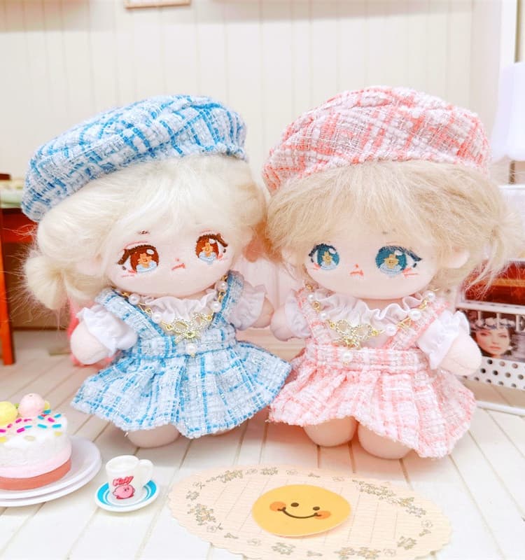 【15cm】ぬいぐるみ服 ツイード柄セットアップワンピース