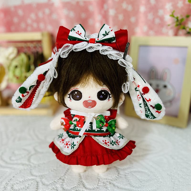 【20cm】ぬいぐるみ服 クリスマスメイド風ワンピース