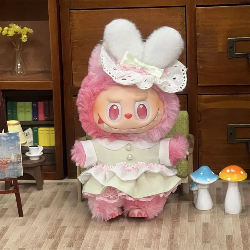 【10cm】ぬいぐるみ服 うさ耳レースワンピースセット