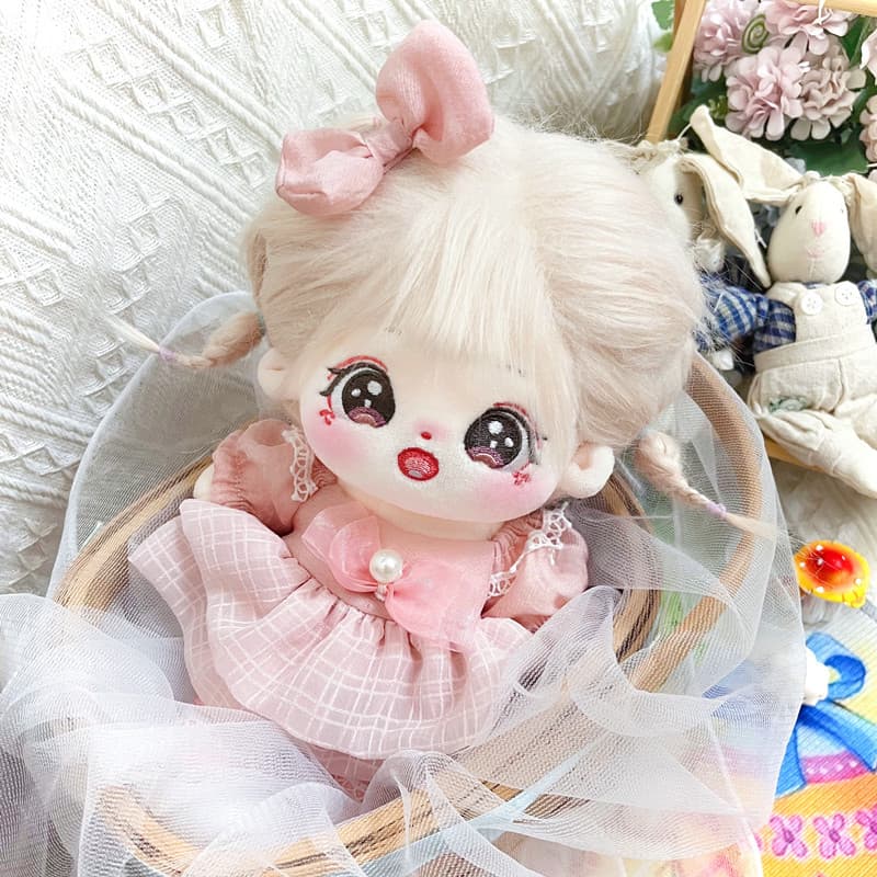 【20cm】ぬいぐるみ服 ふんわりマシュマロピンクワンピース