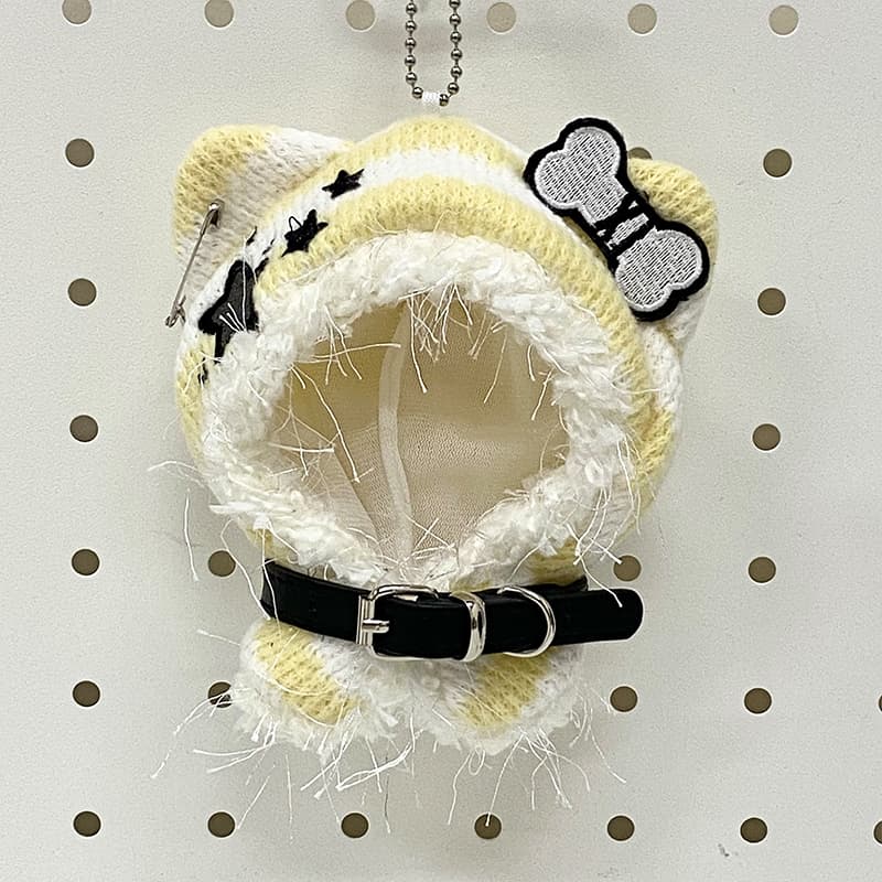 【10cm】 ぬいぐるみ服 ふわもこリボン付きねこ耳フード