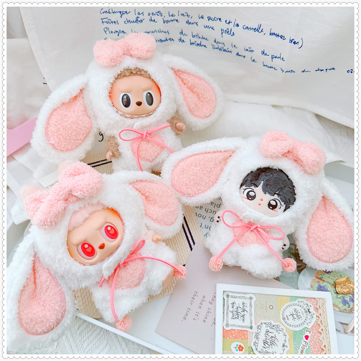 【15cm】ぬいぐるみ服 ふわもこピンキーうさぎ